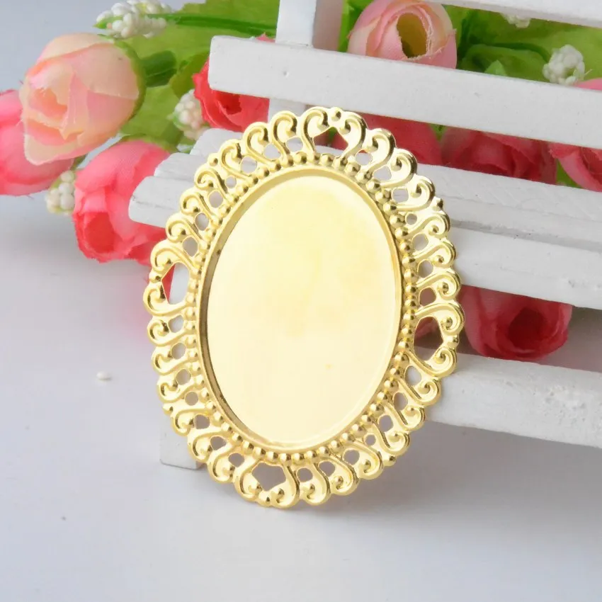 Free shipping Retail 10Pcs Filigree Cabochon Setting Wraps Connectors Crafts Decoration DIY Embellishments 60x50mm