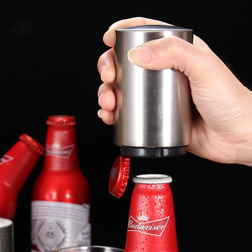 

Portable Magnetic Automatic Bottle Opener Stainless Steel Push Down Wine Beer Openers Practical Kitchen Accessories 2019