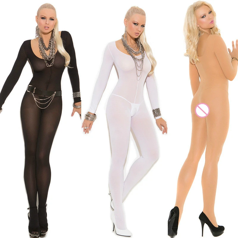 2018 сексуальное Порно Babydoll боди нейлоновые чулки с длинным рукавом для тела
