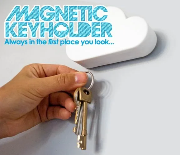 Best 200pcs lot Lovely White Creative Novelty Cloud Shape Magnetic Magnets Key Holder Home Keychains Hanger Good Gifts