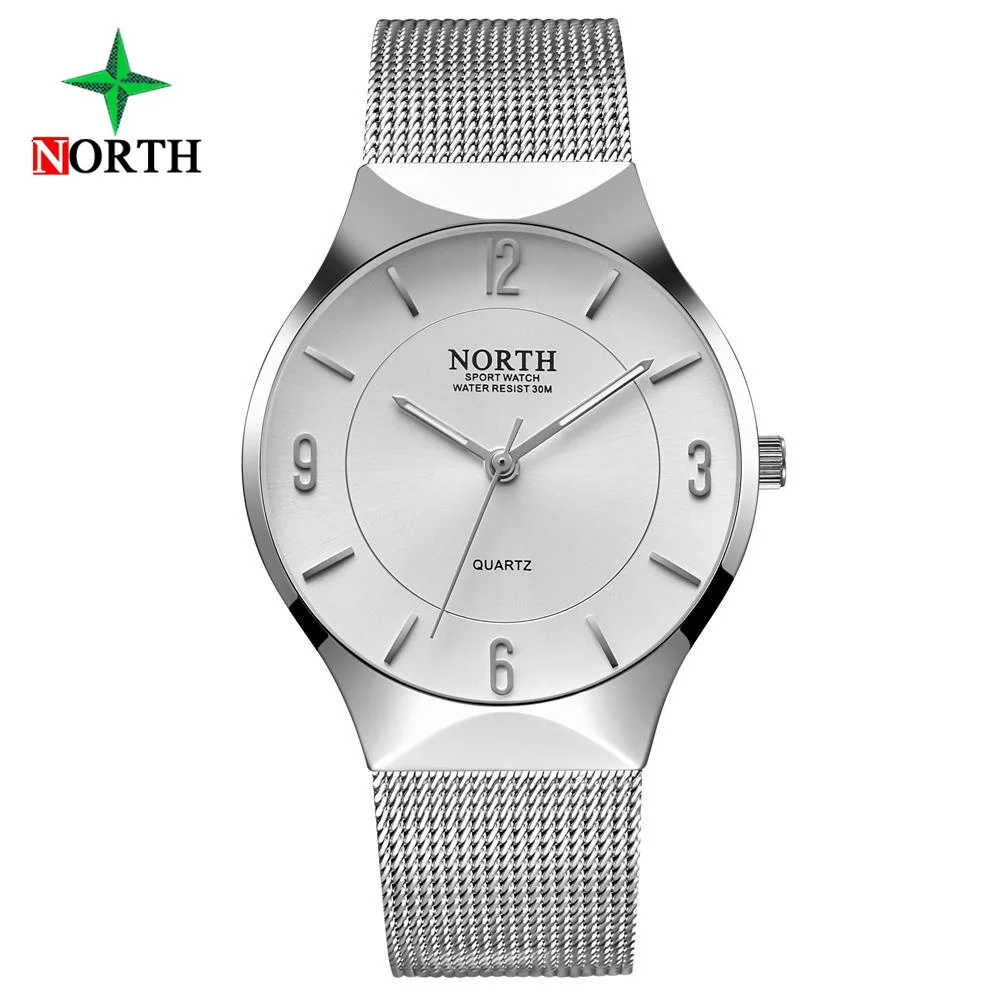 Simple Style Men Casual Watch Silver Stainless Steel Waterproof Male Quartz Wristwatch Fashion Slim Business Man's Dress Clock | Наручные