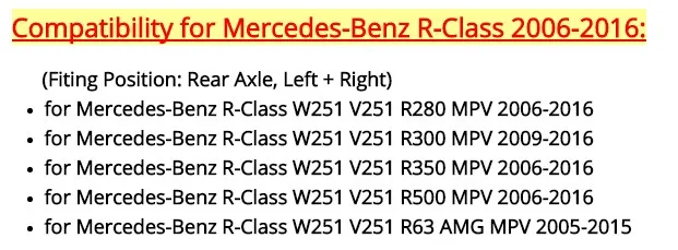 Для Mercedes Benz R CLUSE W251 V251 Передняя Пневматическая Подвеска пружинная стойка воздушные сумки 2513203013 2513203113