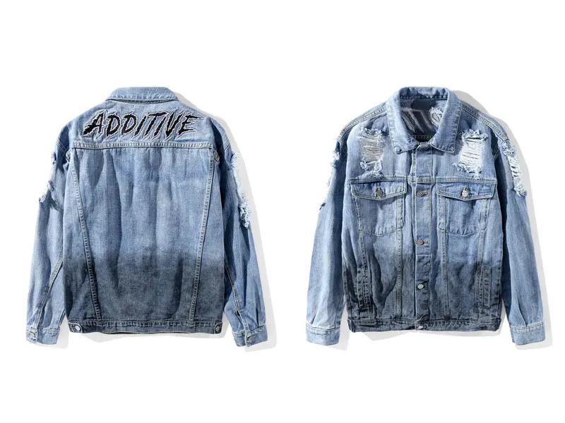 Patchwork Ripped Hole Destroyed Tie Dye Denim Jackets 1