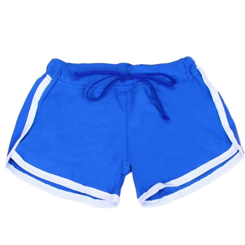 Для женщин спортивные Йо-га Шорты для женщин Свободные Хлопок вязка стороне Разделение эластичной резинкой на талии Бег короткие штаны - Цвет: Синий