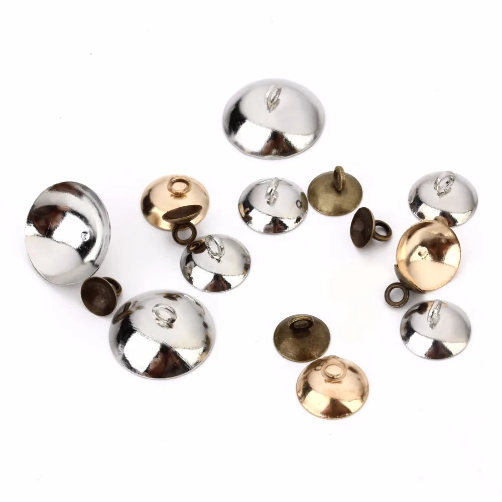 Lote de 50 unidades de Conector colgante de perlas de rodio y bronce para fabricación de joyas, abalorios DIY de 6mm, 8mm, 10mm y 15mm