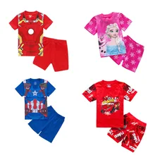 Детские пижамы; летняя футболка с короткими рукавами+ шорты; спортивный комплект; детские пижамы; пижамы для мальчиков и девочек; одежда для сна для малышей