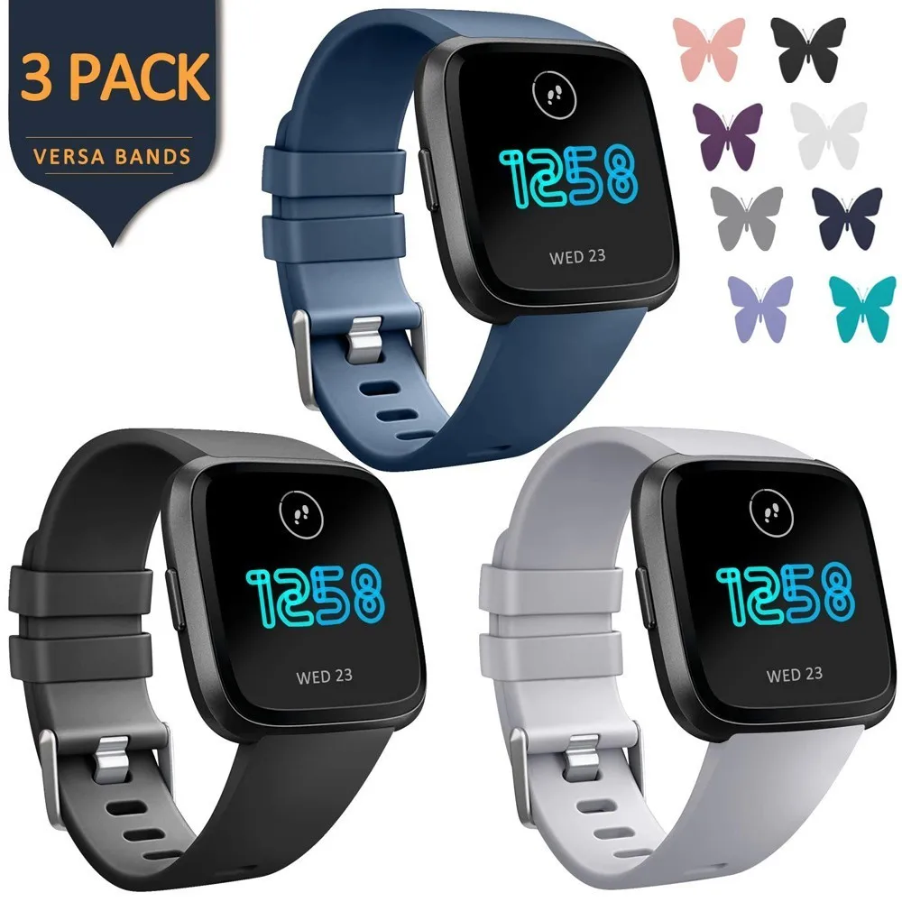 3 упаковки силиконовых браслетов Для Fitbit Versa Lite сменные спортивные Смарт часы