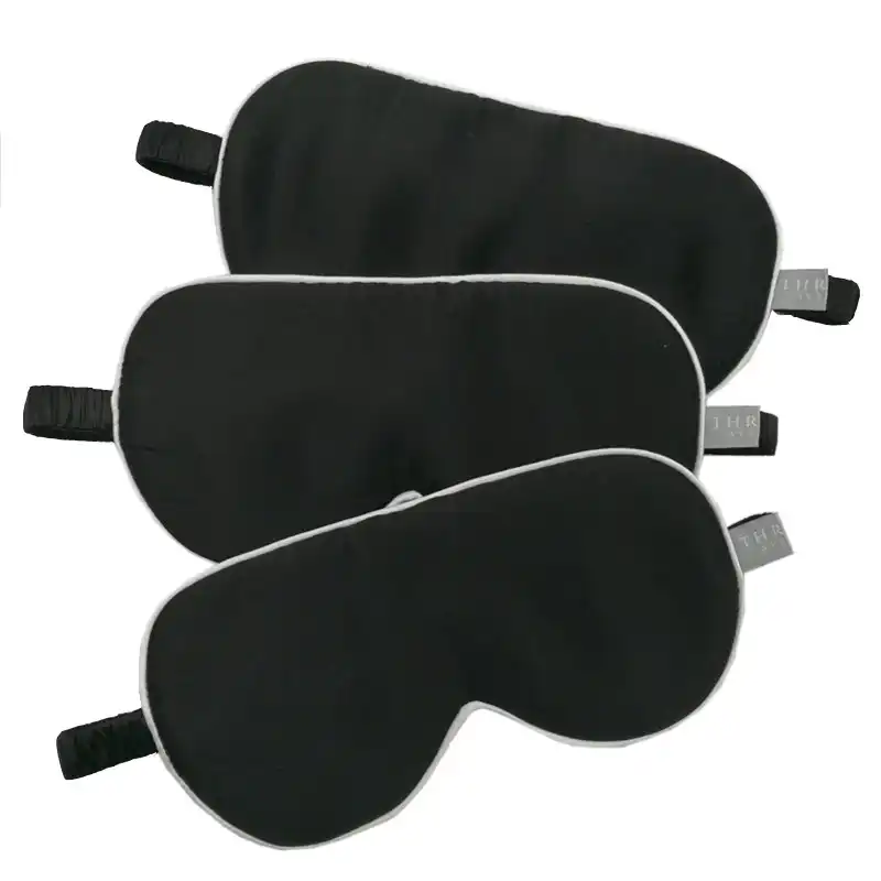 قناع عين للنوم من الحرير الخالص 100 لون أسود غطاء عين حريري من كلا الجانبين غطاء عين ناعم معصوب العينين للسفر يساعد على الاسترخاء موضة الصيف