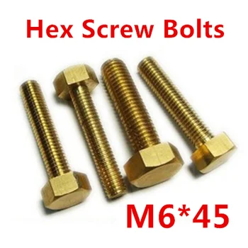

free shipping 25 pieces Metric Thread M6*45mm Brass Outside Hex Screw Bolts