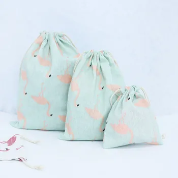 

S-L 3Sizes Travel Drawstring Pouch Drawstring Bag Small Fresh Handmade Dry Cotton Linen Small Cloth Bag
