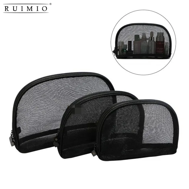 3pcs Assorted Size Black Transpa Sundry Bag Mesh Cosmetics 3pcs Assorted Size Black Transpa Sundry Bag Mesh Cosmetics Makeup Organizer Make Up Toiletry