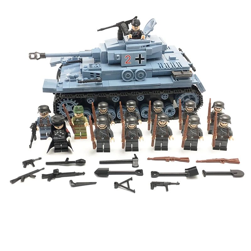 

Military WW2 German Soldier Officer Medium tank Weapon Model Building Blocks Bricks Toys Compatible LegoINGlys Army Accessories