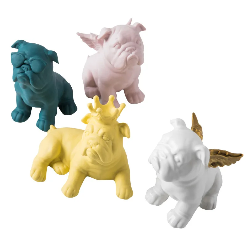  Nordic Bulldog Decoration Creative Home Ceramic Tabletop Children's Bedroom Cartoon Bull Fighting O - 32920685733