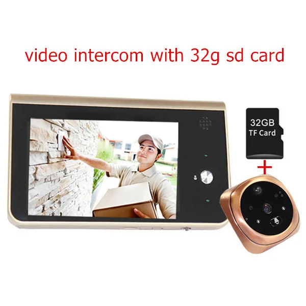 4,3 дюймов цветной ЖК-видео дверной звонок беспроводной 720P домашний охранный дверной телефон домофон камера wifi глазок PIR SD карта хранения - Цвет: add 32g sd card