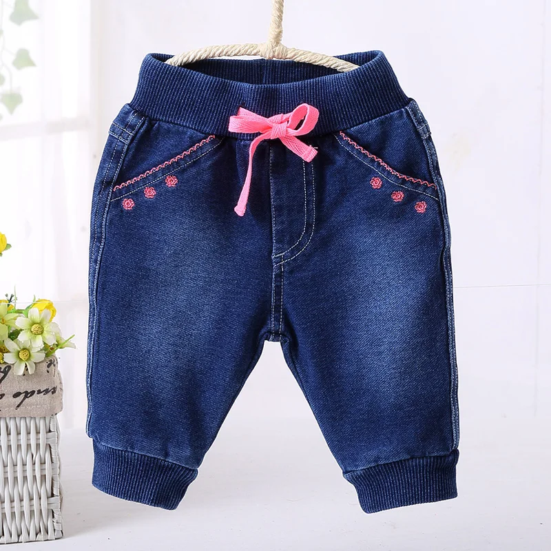 Baby girls jeans long pants baby trousers denim blue color children clothing kids clothes
