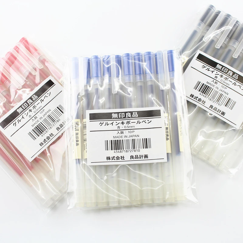 MUJI 1 шт. гелевая ручка черные/синие/красные чернила цветные ручки 0,5 мм 0,38 мм ручки для студентов письма канцелярские принадлежности для школы Материал Escolar