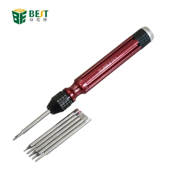 

6 in 1 interchangeable screwdriver Customized Super Precision Dual-head Aluminum handle screwdriver with Magnetic Tip BST-889B