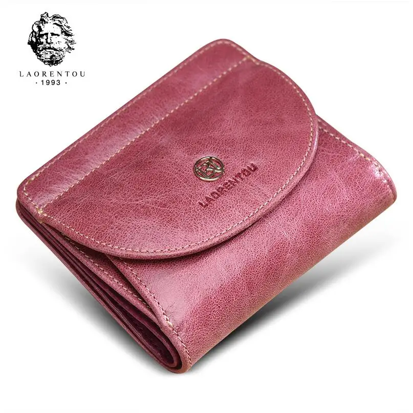 LAORENTOU2018 new small wallet ladies short mini wallet simple leather wallet female coin coin ...