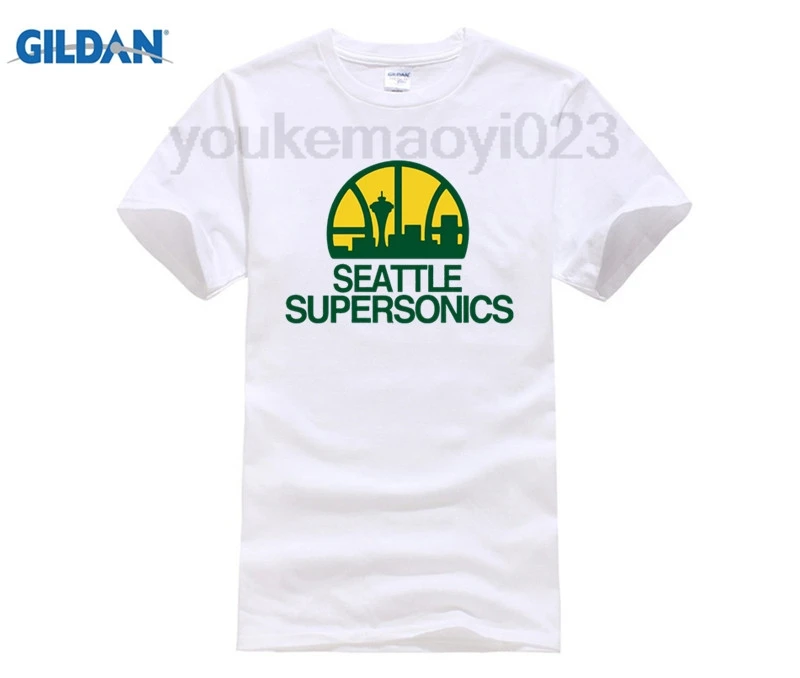 GILDAN Сиэтл Футболка &quotsupersonics&quot хлопок лайкра топ модная брендовая футболка новый