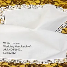 Набор из 12 модных дамские платки 12-дюймовый белый Хлопковый носовой платок милое сердце Hankies винтажное кружево Hanky для Свадебные подарки