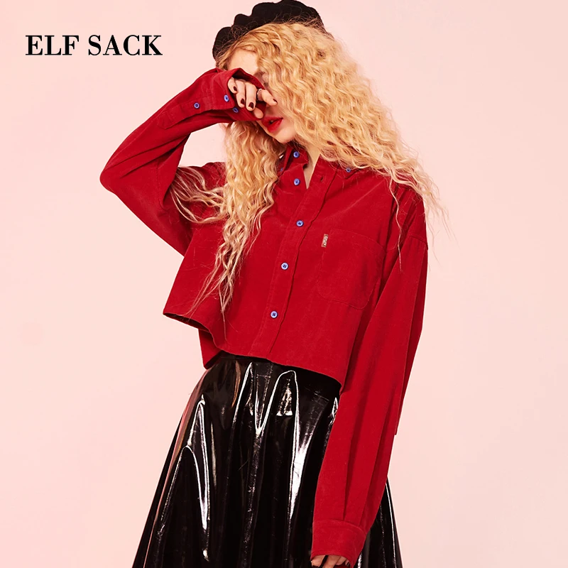 Женские хлопковые пальто ELFSACK повседневные короткие однотонные куртки с
