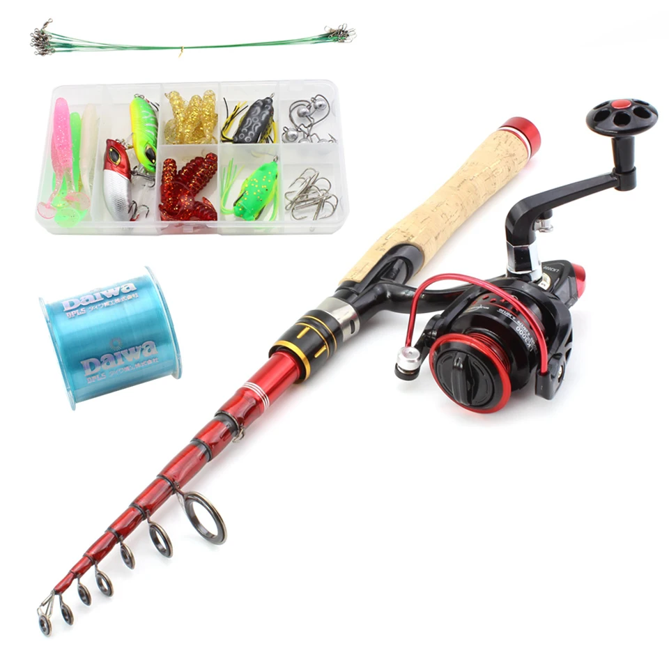 1.6 m-2.7 m السفر الصيد قضيب بكرة كومبو أطقم كاملة بكرة القطب مجموعة مع إغراء قطب أداة مجموعة في حقيبة حالة الصيد معالجة Pesca