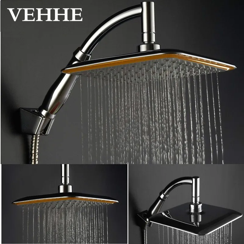 VEHHE 8 Inch ABS Chrome Square Rotatable Top Waterfall Rainfall Shower