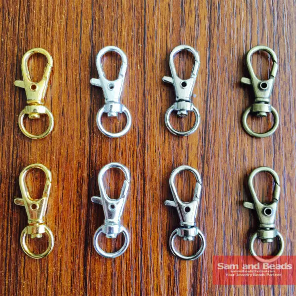 20Pcs Gold Silver Bronze Swivel Lobster Clasp Clips Key Hook Keychain Split Key Ring Findings Clasps For Keychains Making 32mm