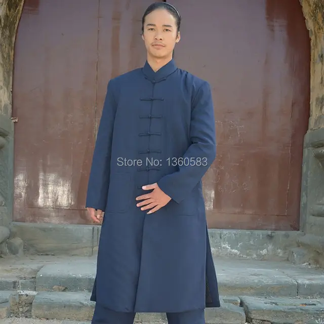 2 цвета толщиной хлопок-ватник тай-чи спортивный костюм шаолинь монах Wudang даосский халат ушу боевые искусства одежда даосский священник