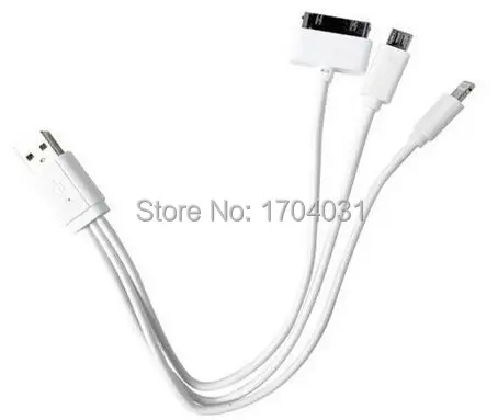 Free Shipping 50pcs 3 in 1 USB to Mini Micro for Iphone 5S 6 Plus 5c For iPhone 4 4S iPod Samsung Sync Charging Cable | Мобильные