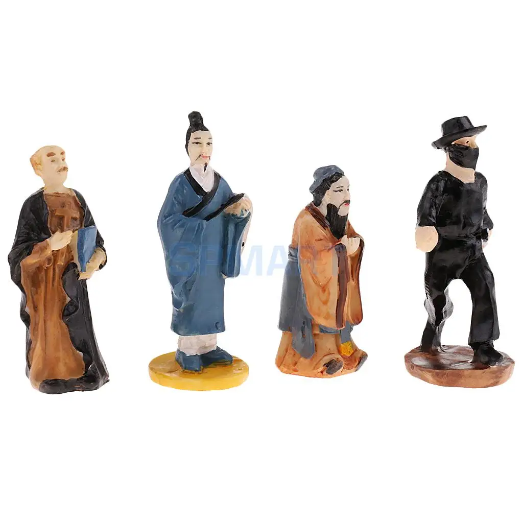 1 Set Resin Figure Model Miniature - Gangster Priest Taoist Priest Confucius for Sand Table Game DIY Accessory