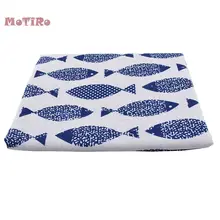 MoTiRo, синий рыбы серии хлопок и лен с принтом ткани для счетчика, ткань для квилтинга/шитья/диван/стол/занавеска/мешок/материал подушки