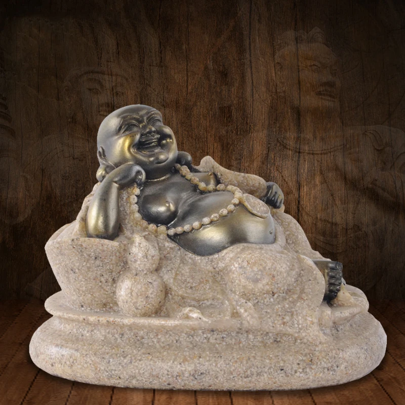 Sandstone Carving Statue Sculpture Buddha/Animal Hand Carved Figurine Decor 