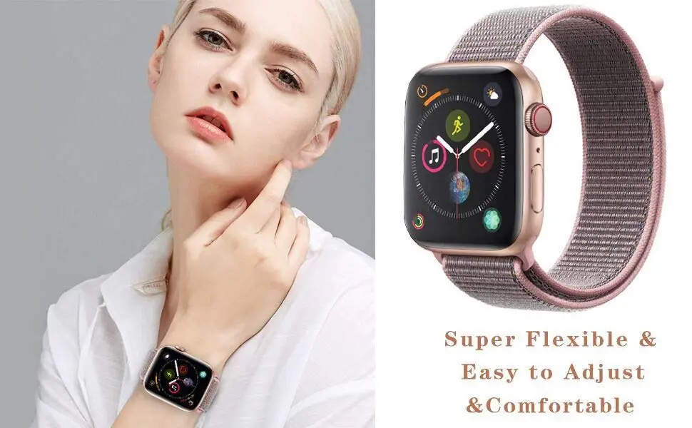 Нейлоновый ремешок для наручных часов Apple Watch Series 5/4/3/2/1 38 мм 42 мм из мягкой дышащей ткани сменный ремешок Спортивные петли для наручных часов iwatch, браслет, 40 мм 44 мм