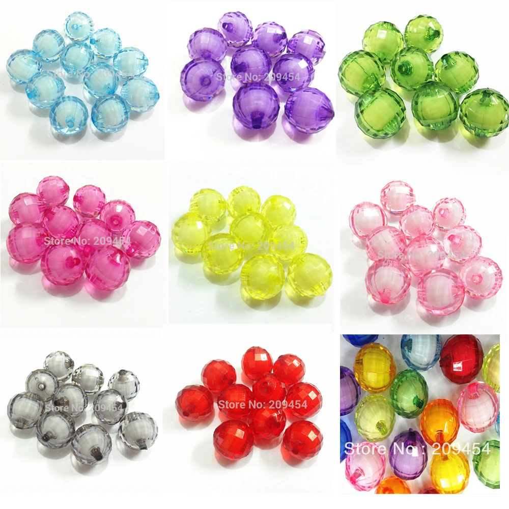 12mm /16mm/20mm Chunky Transparent Earth Faceted Round Beads In Beads