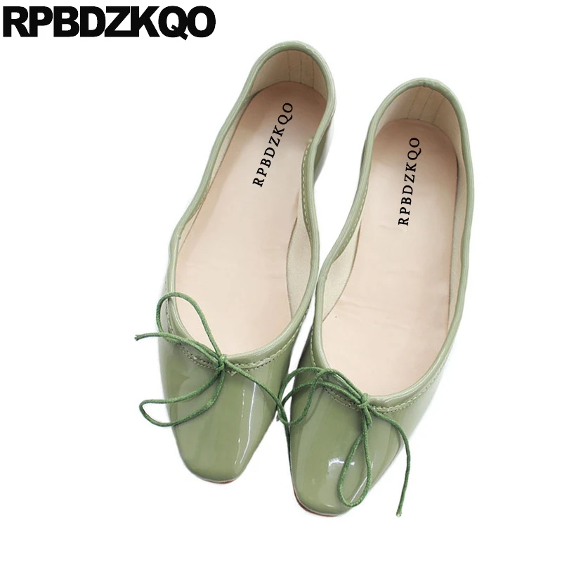 Patent Leather Chinese Square Toe Women Roll Up Red Bow Flats Soft Green Kawaii Bowtie Foldable Ballet Shoes Ballerina Knot Patent Leather Chinese Square Toe Women Roll Up Red Bow Flats Soft Green Kawaii Bowtie Foldable Ballet Shoes Ballerina Knot
