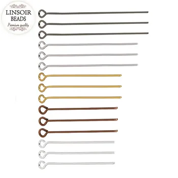 

LINSOIR 200pcs/lot 20 30 40 50 mm Eye Pins Head Pins Findings Gold/Silver Color Connectors For Jewelry Making Diy Dia 0.7mm F117