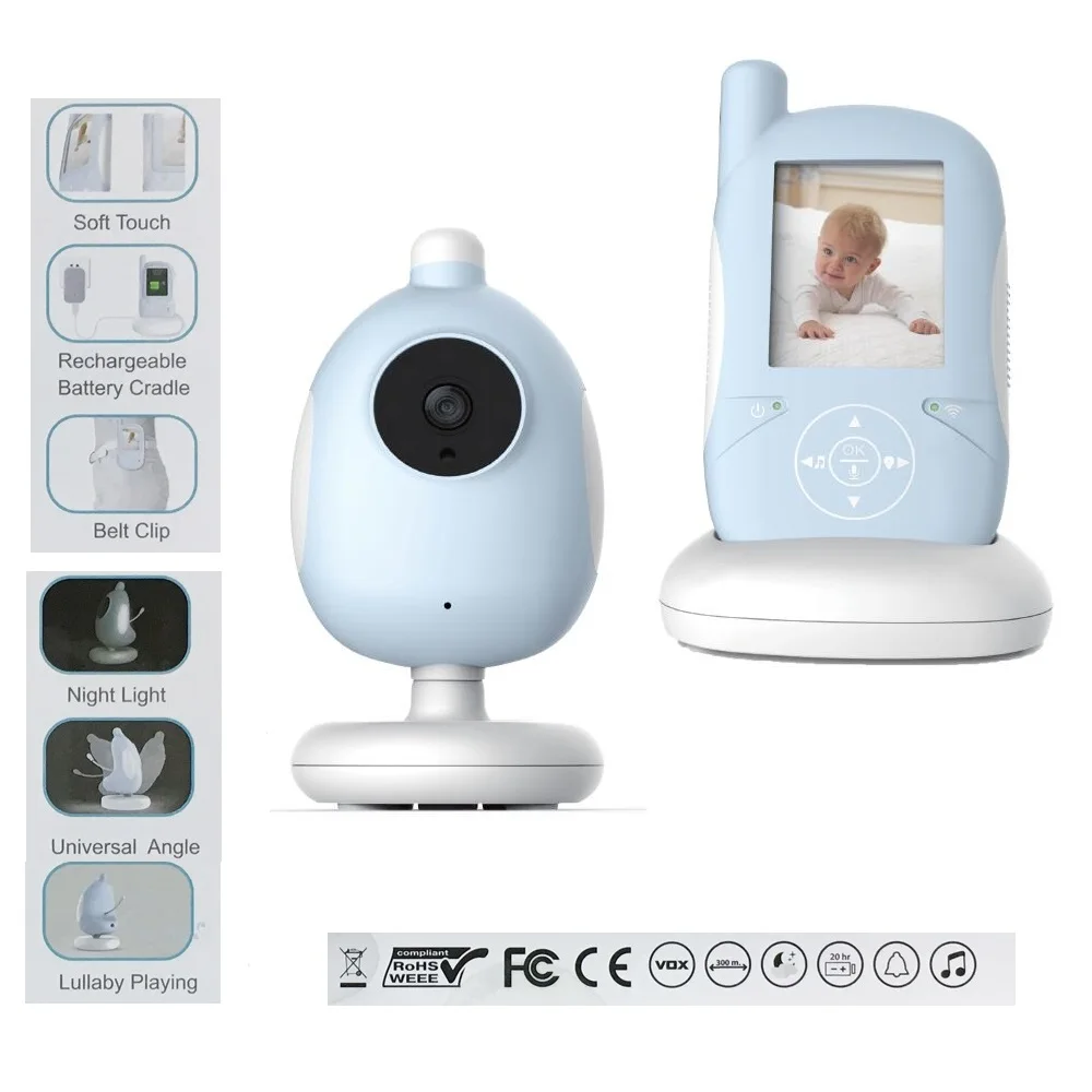 2 4 inch wireless baby monitor IR Nightvision Intercom Lullabies Temperature Monitor VOX system Feeding Alarm