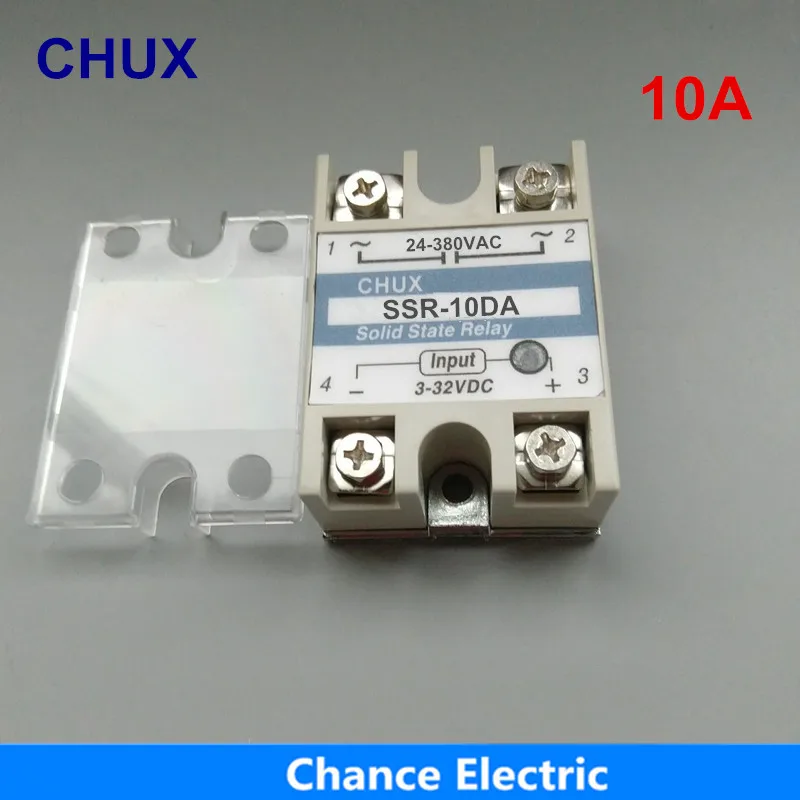 

CHUX Solid State Relay 10A 1PCS SSR-10DA 3-32VDC TO 24-380V AC SSR
