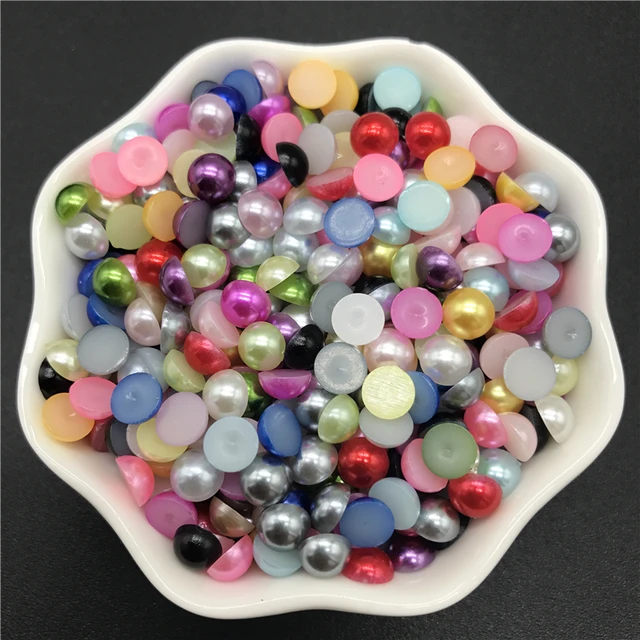 4mm 6mm 8mm 10mm Imitation Pearls Acrylic Beads Flat Back Scrapbook