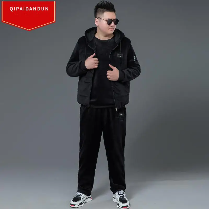 Casual Tracksuit Men Set 2018 Winter New Inner Fleece Thick Hooded Jacket + Pants Men's Two Piece Sets Warm Home Suit Male Casual Tracksuit Men Set 2018 Winter New Inner Fleece Thick Hooded Jacket + Pants Men's Two Piece Sets Warm Home Suit Male