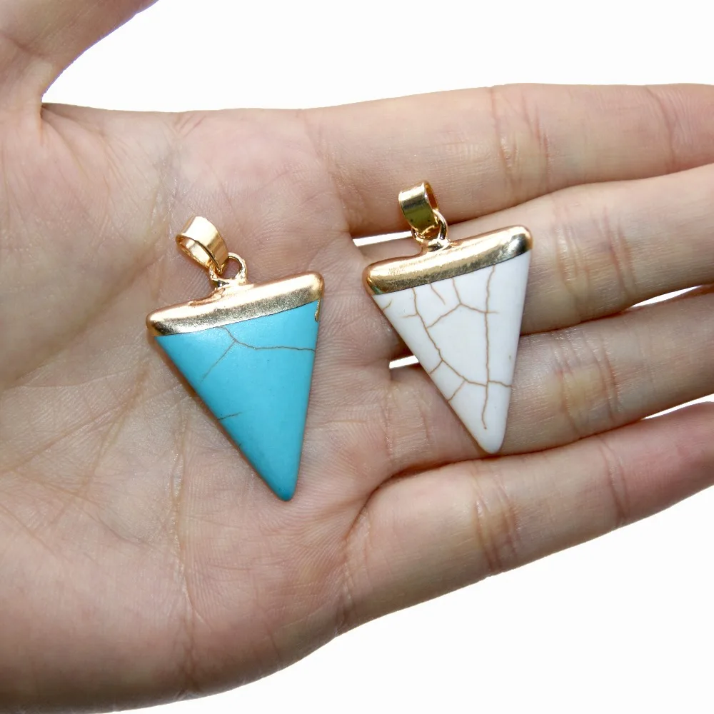 

Wholesale High Quality Fashion Charm Natural 2 Color Triangle Is A Unique Form Of Natural Stone Pendant Necklace Diy Jewelry