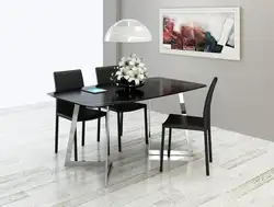 Мраморный обеденный стол и комбинация стульев. Стол из нержавеющей стали