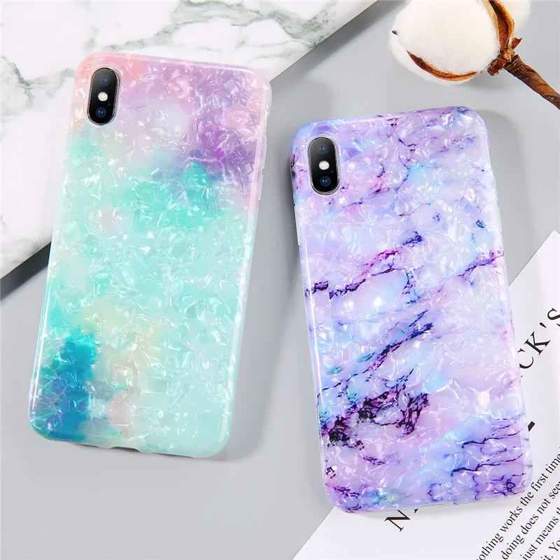 

Ottwn For Apple iPhone X XR XS Max 7 8 6 6s Plus Cases Cover Soft IMD Fashion Capa Multicolor Gradient Marble Pattern Phone Case