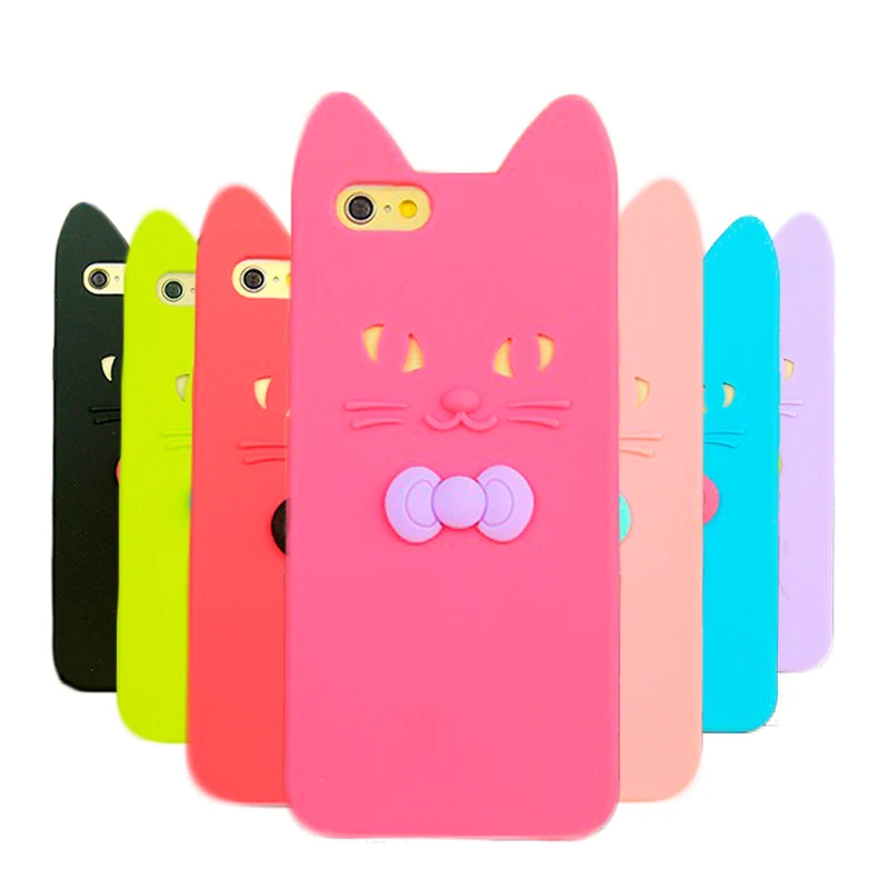 

3D Girl Cartoon Cute Cat Cute Soft tpu Silicone Back Cover Case for iphone 6 S 6s Silicon Case Coque fundas Capinha for iphone6