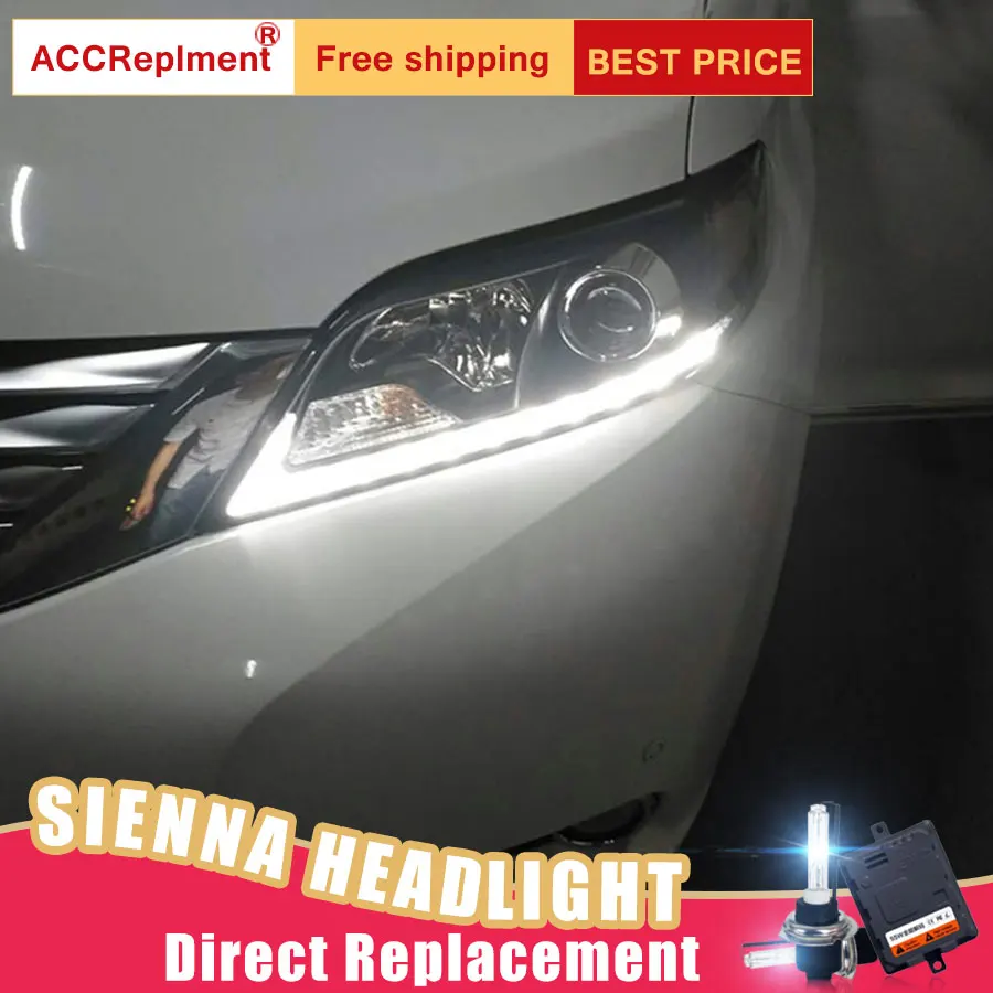 2 шт. светодиодный фары для Toyota Sienna 2011- светодиодный автомобильный фонарь ангельские глазки ксенон HID комплект Противотуманные фары светодиодный дневные ходовые огни