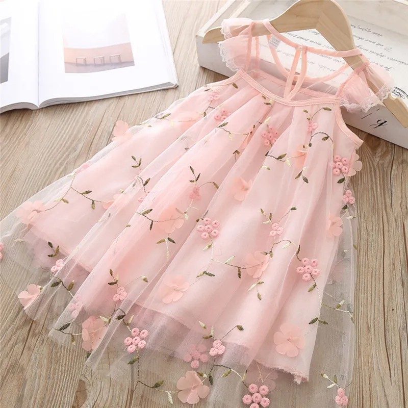 

Toddler Baby Girls Fly Sleeve Lace Embroidery Floral TuTu Princess Dress Clothes girls dress vestido robe fille #3j18