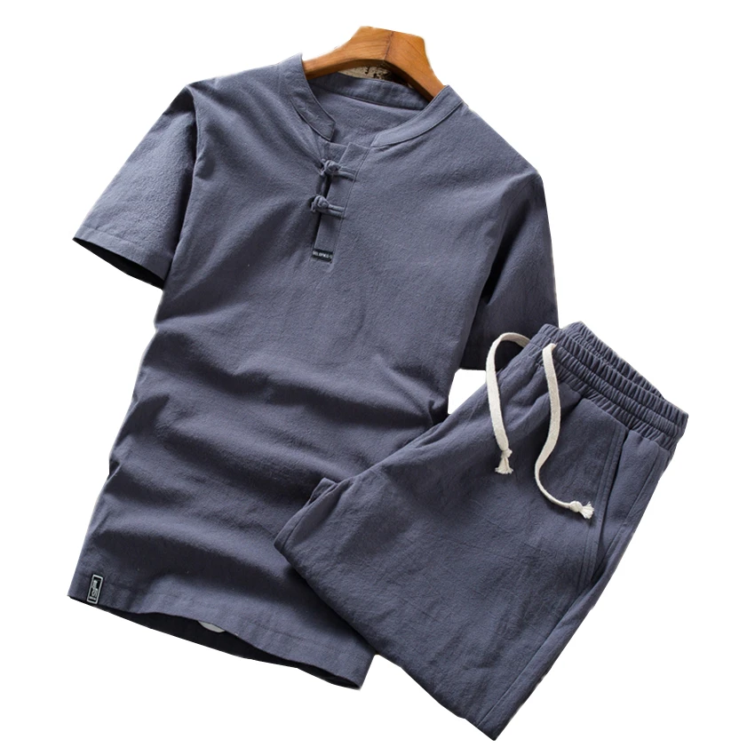  Chinese Style Mens Short-sleeved two Piece Set size S - 5XL 2019 Summer Fashion Casual Mens tshirt 
