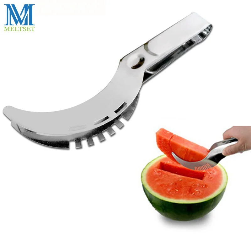 

Meltset Stainless Steel Watermelon Slicer Fruit Salad Cutter Vegetable Corer Scoop Kitchen Tools Cantaloupe Cutter Knife