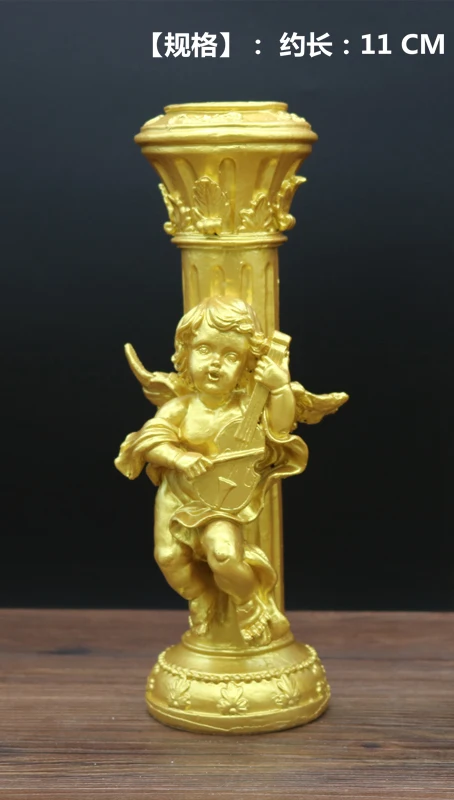 Европейский ретро римская колонна скрипка Ангел подсвечник ремесла украшение дома свадебный Декор для рождества, дня рождения подсвечник - Цвет: Gold style 1